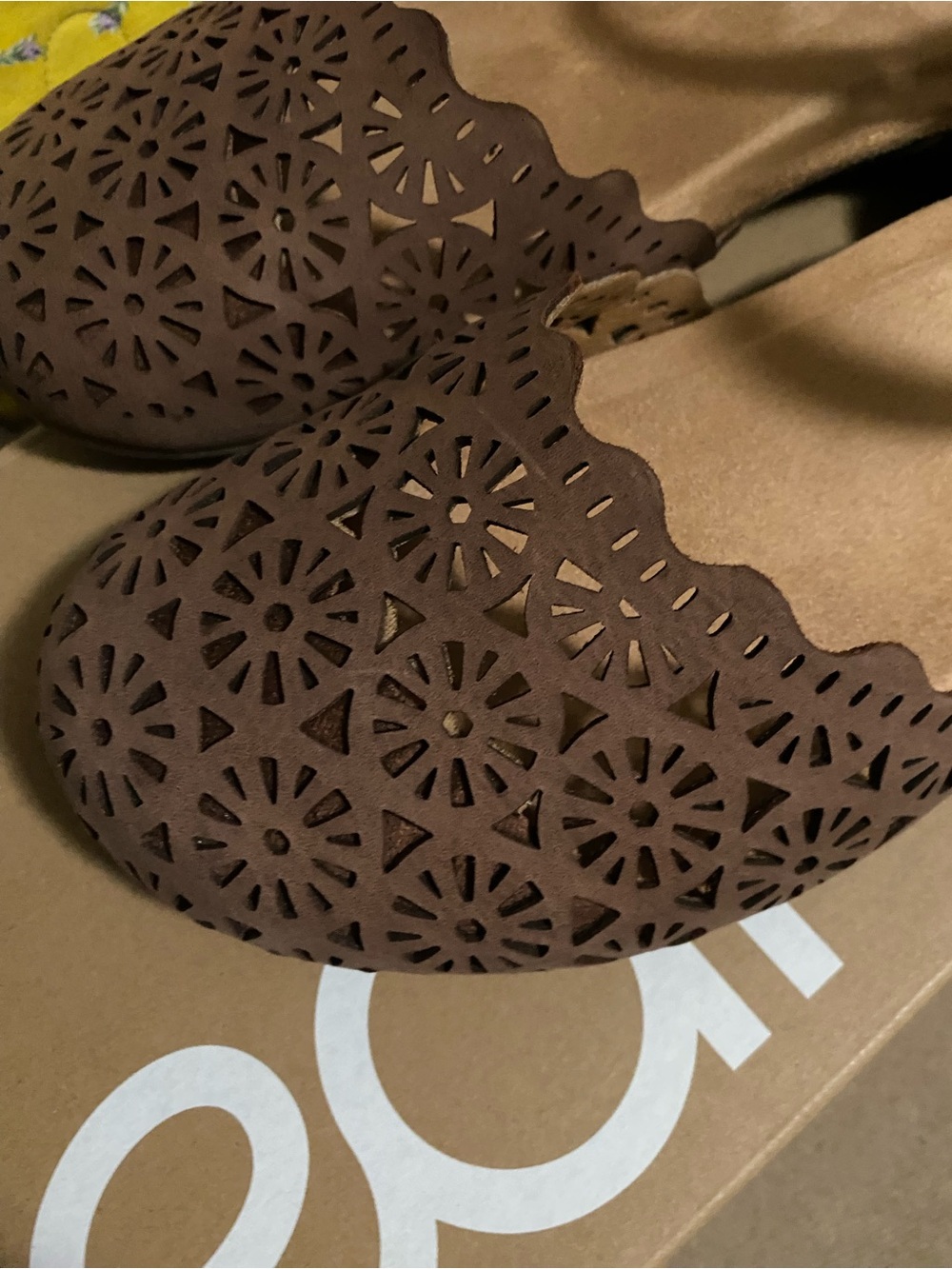 Earth Origins Brown Laser-Cut Ankle Strap Flats - Picture 5 of 7